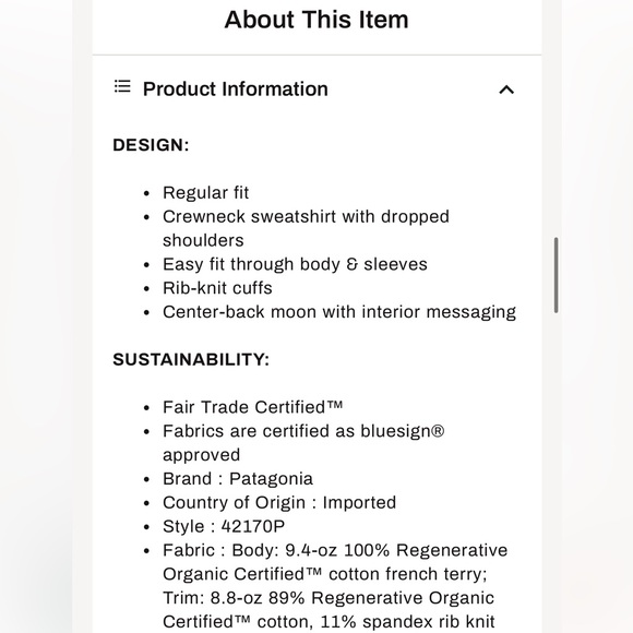 Patagonia Women's Regenerative Organic Certified Cotton Essential Pullover - Picture 9 of 9